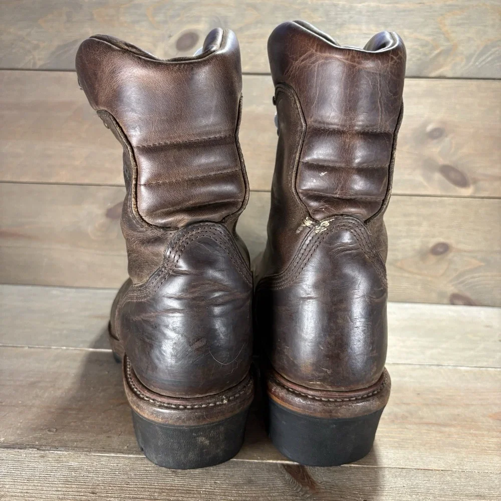 chippewa mens size 10.5 shoes brown leather steel toe work boots